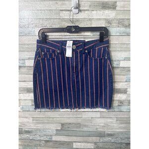 Women’s American Eagle Hi-rise Mini Skirt Stretch Stripped Denim Size 4 Long